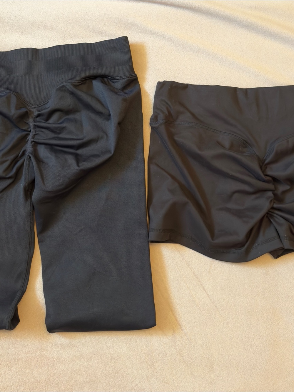 Amazon Black Scrunch-Back Leggings and Shorts Set